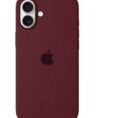 iphone 16 Silicone Case Black Maroon