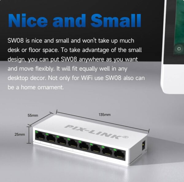 SW08 PIX-LINK 8 Port Ethernet Switch