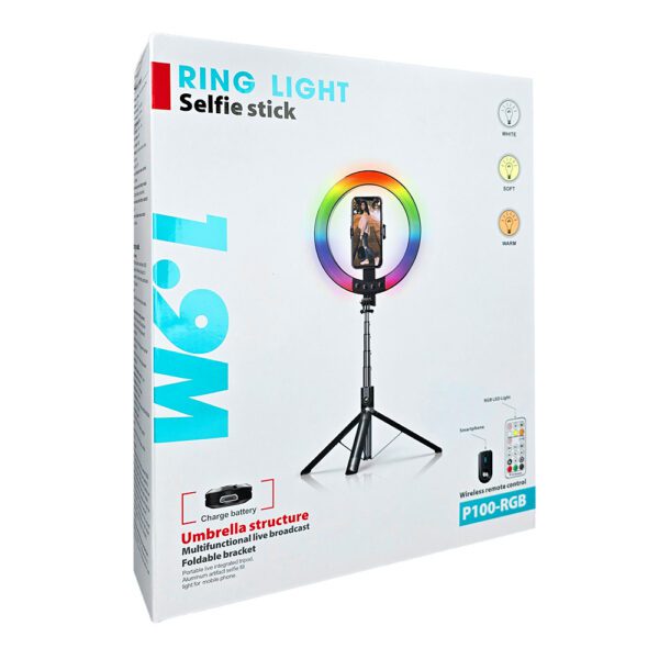 P100-RGB Ring Light Selfie Stick 2 P100-RGB Ring Light Selfie Stick 2