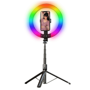 P100-RGB Ring Light Selfie Stick Tripod with 10 Inch