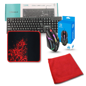 RGB Wired Gaming Mouse BAJEAL - D3 + USB Wired Office Keyboard Turbogear -TK618 + L11 Mouse Pad With Microfiber Cloth 30cmx30cm